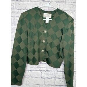 Longhorn by Niver Western Wear Fort Worth Women's Green Diamond Jacket Sz SMALL